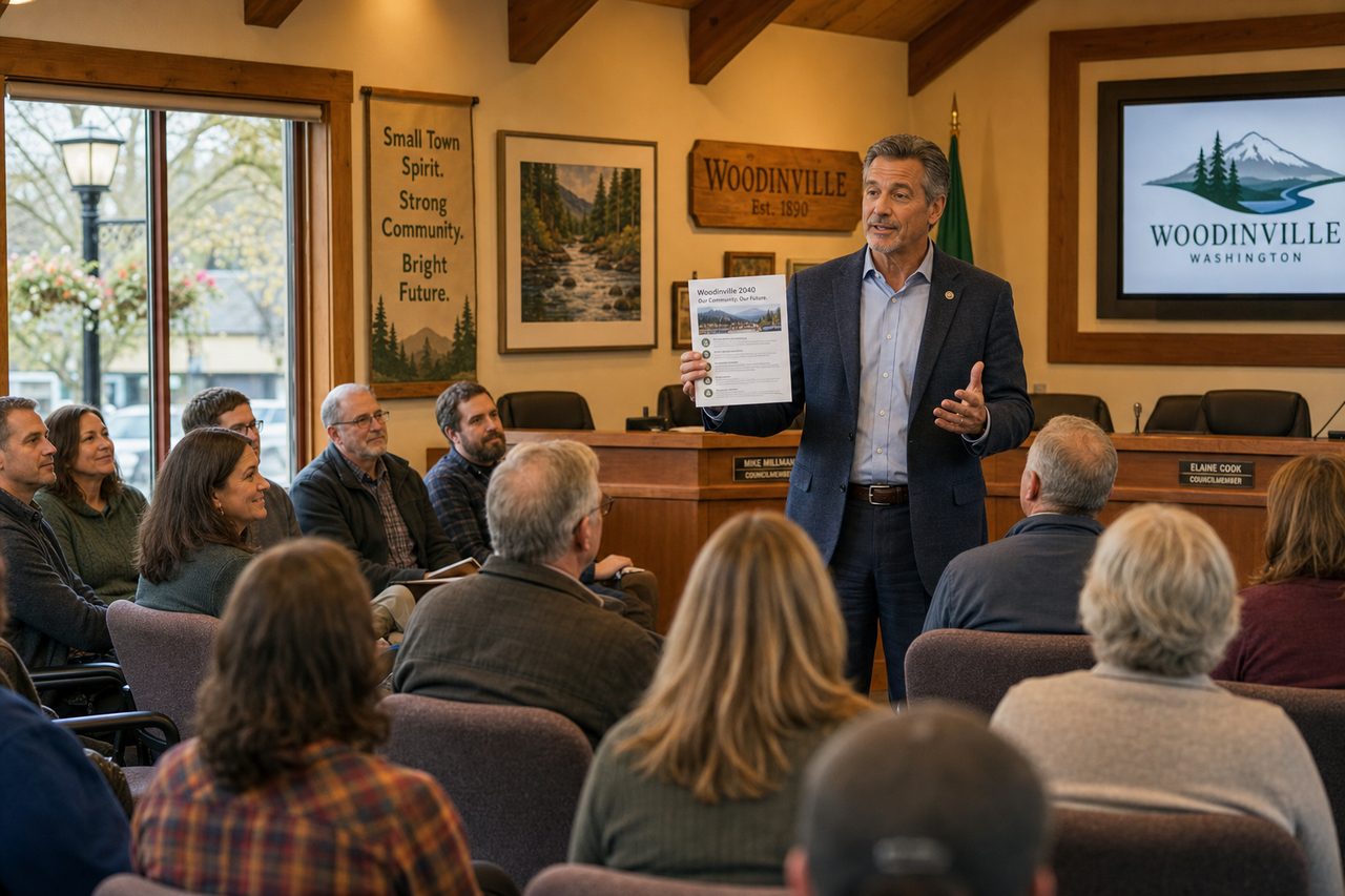 Community leader presenting to city council